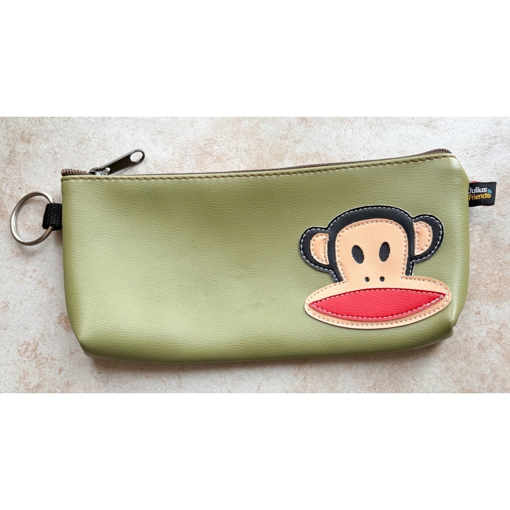 RARE‎ Vintage Original Paul Frank Green Zipper Pouch Made in USA Y2K
